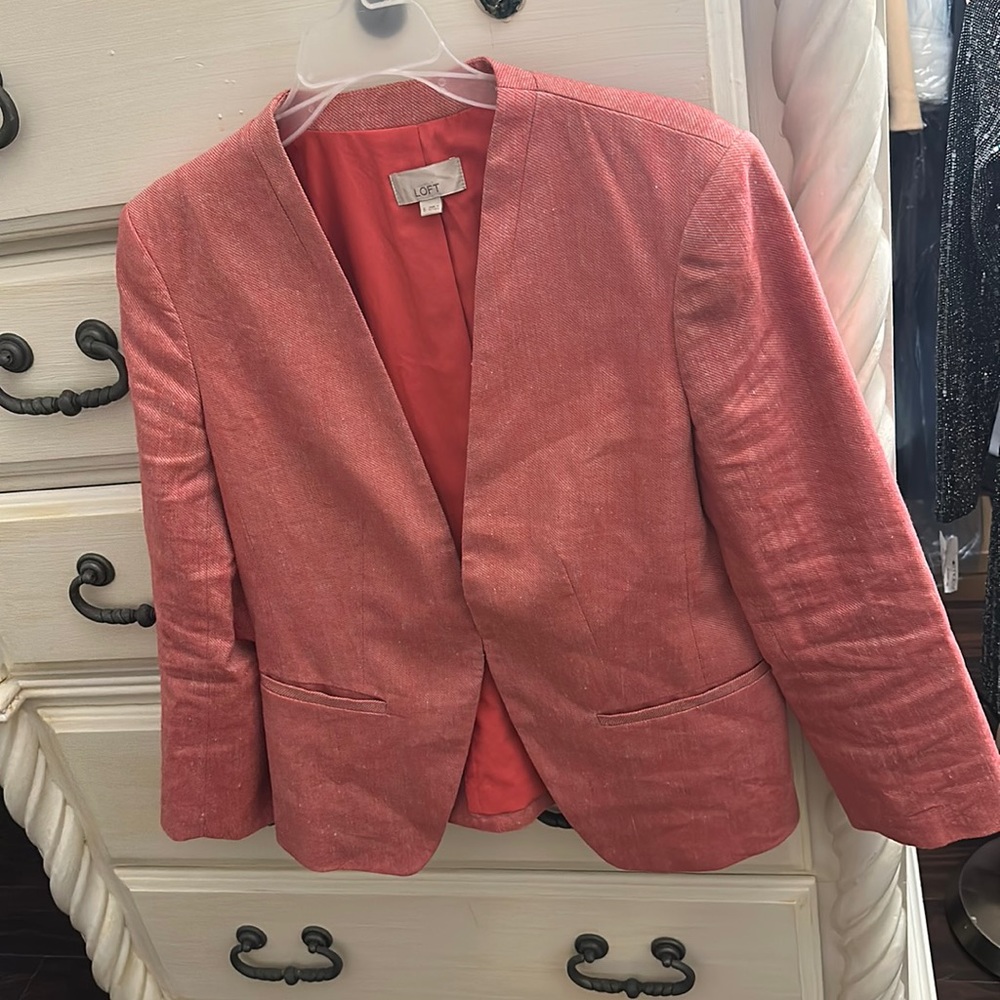 Ann Taylor Loft Coral Pink linen blazer